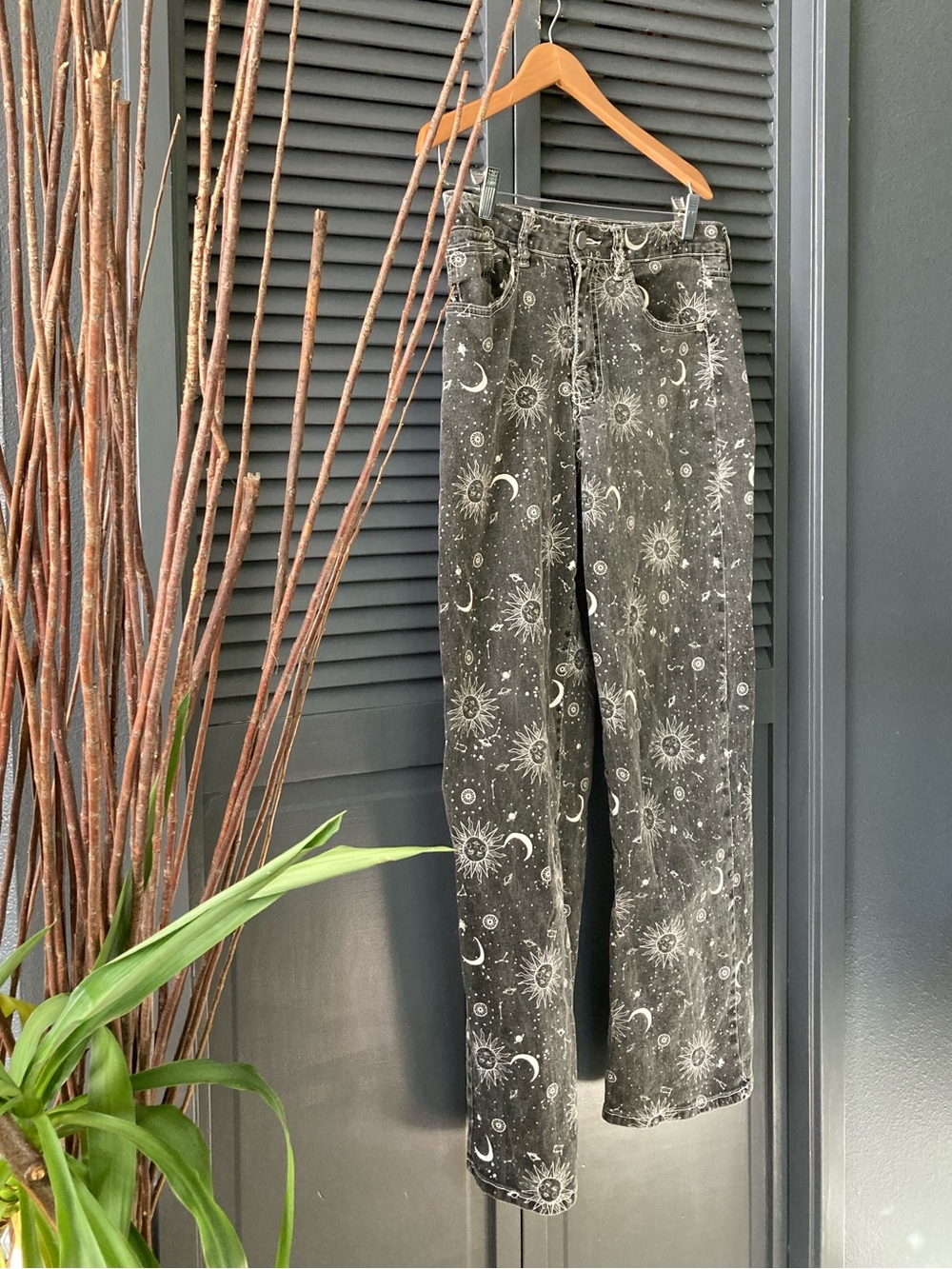 Celestial Print Black Jeans
